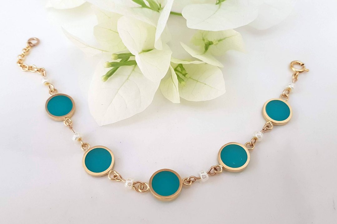 צמיד עגולים צבע טורקיז